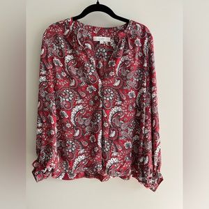 Red Paisley Popover Blouse